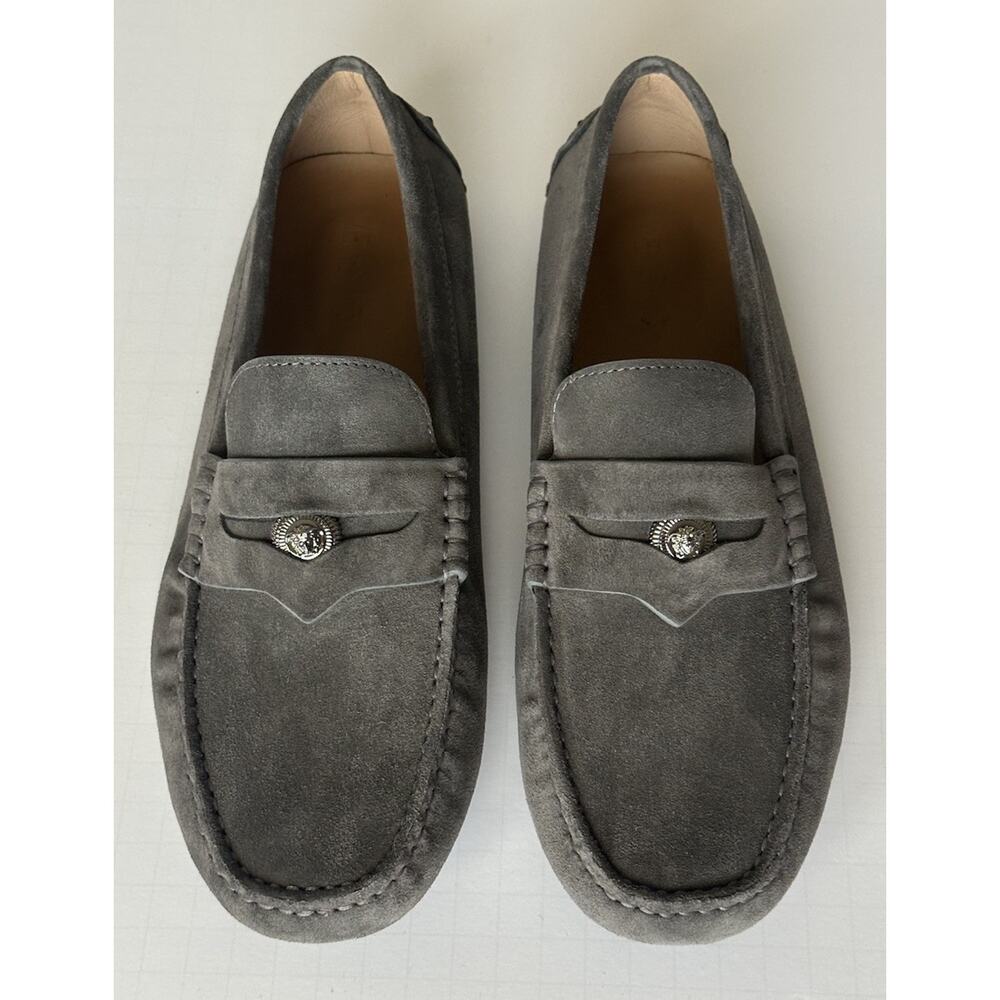 VERSACE Medusa Men's Charcoal Suede Driver Shoes 9 US (42 Euro) Italy 1013960